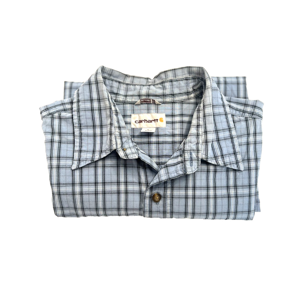 Carhartt Blue Plaid Shirt Sleeve Shirt Size‎ Large Men's
